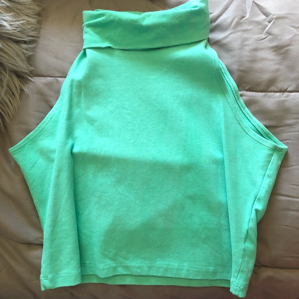 Teal crop top w/ collar